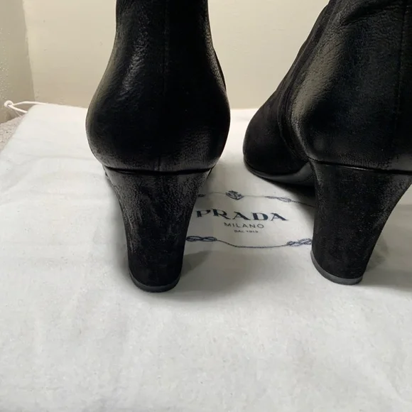 Prada Distressed Leather Ankle Boot - Picture 4 of 5
